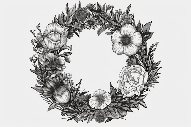 Dibujo de una corona de flores.