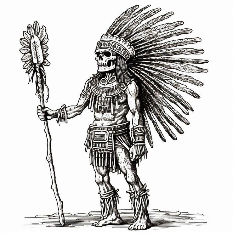Foto un dibujo de un cráneo y un hombre con una pluma en la mano.