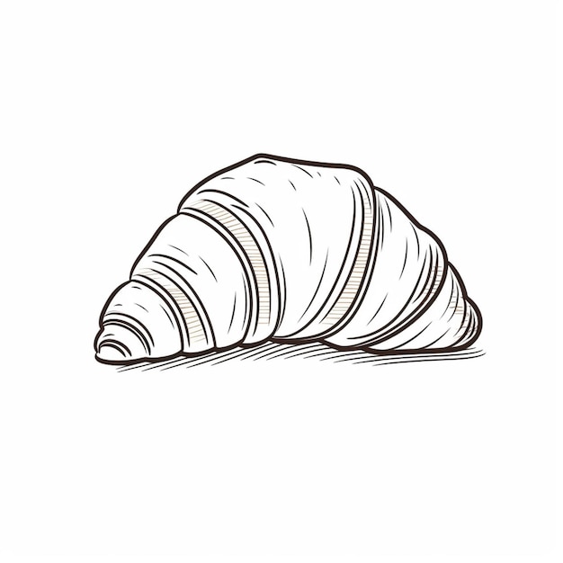 un dibujo de un croissant en un fondo blanco generativo ai