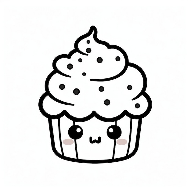 Foto un dibujo de un cupcake con una cara