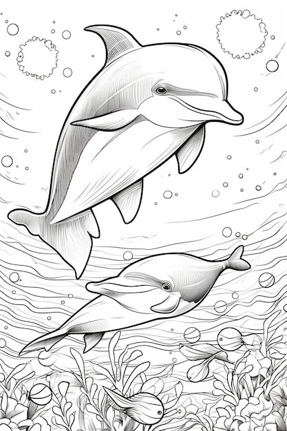 un dibujo de delfines con las palabras "delfines" en él.