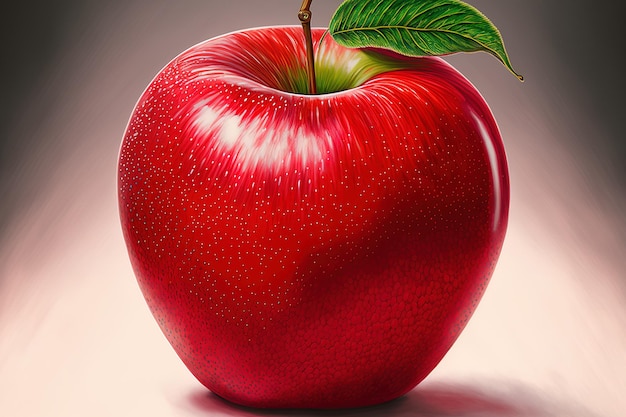 Dibujo detallado de una gran manzana roja brillante