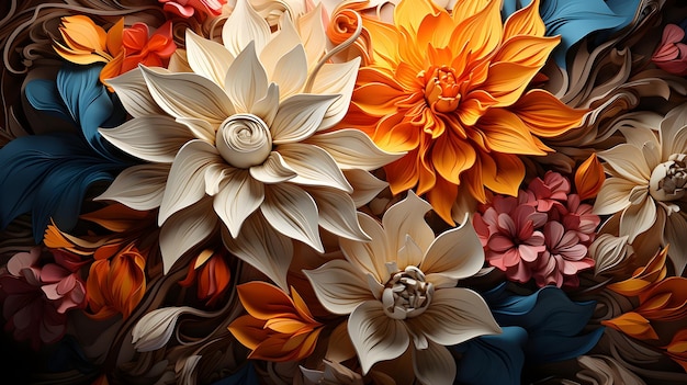 dibujo detallado de un patrón floral de fondo de flores de simetría