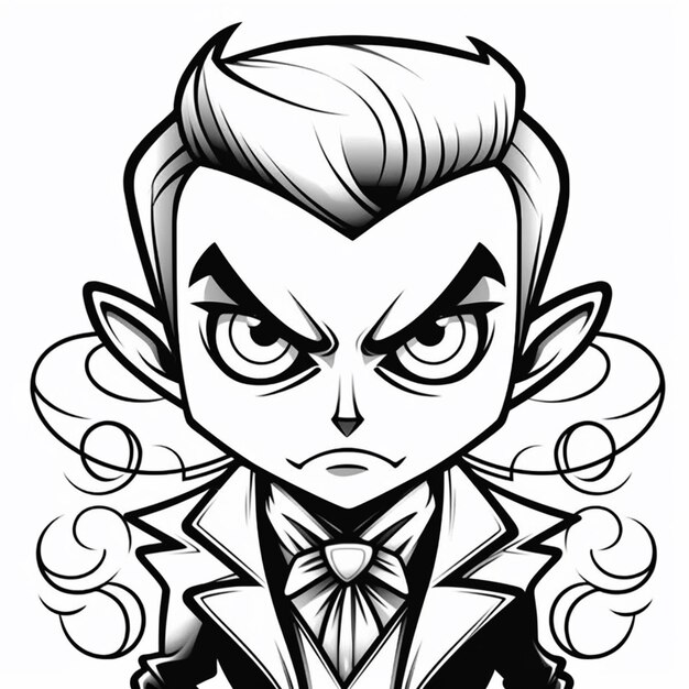 un dibujo de un dibujante de dibujos animados dracula con una corbata y un traje generativo ai