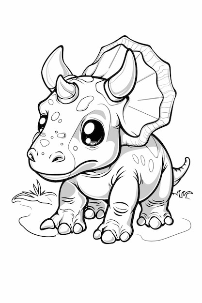 un dibujo de dibujos animados de un bebé tricerasaurio con una cabeza grande