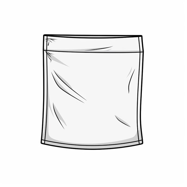 un dibujo de dibujos animados de una bolsa blanca con un papel en blanco generativo ai