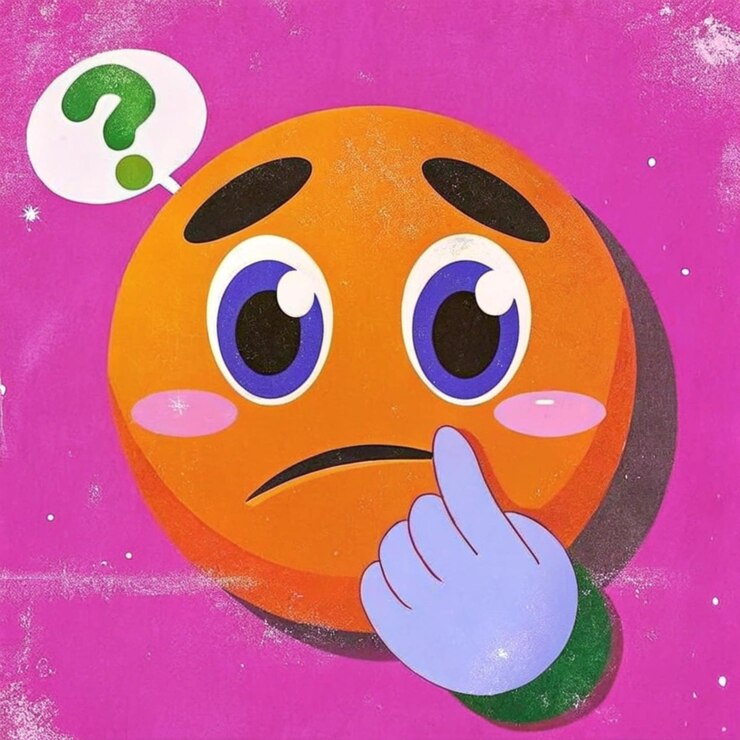 Foto un dibujo de dibujos animados de una cara sonriente naranja con un dedo apuntando a la derecha