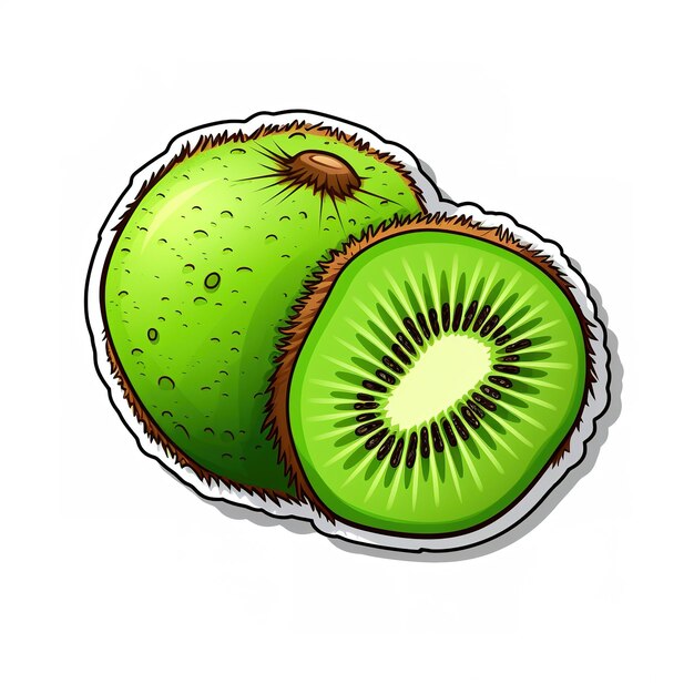 Un dibujo de dibujos animados de una fruta de kiwi.