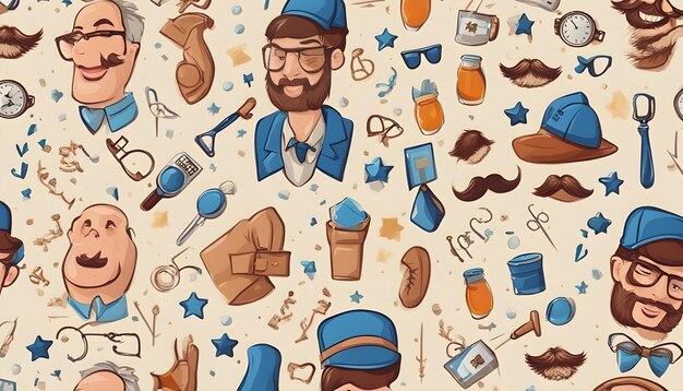 Foto un dibujo de dibujos animados de un hombre con barba y gafas