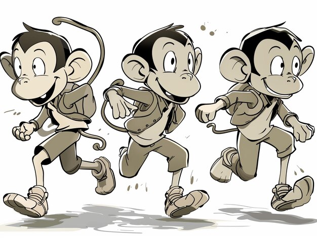 un dibujo de dibujos animados de un mono con un mono en la espalda