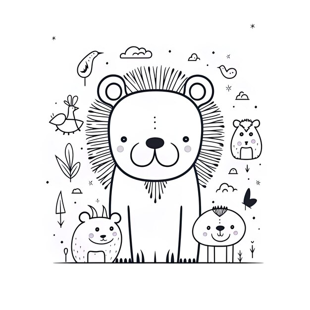 Foto un dibujo de dibujos animados de un oso con un oso en él