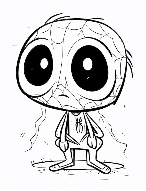 un dibujo de dibujos animados de un pequeño alienígena con grandes ojos generativa ai