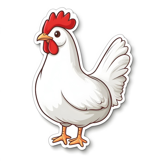 un dibujo de dibujos animados de un pollo con un pico rojo