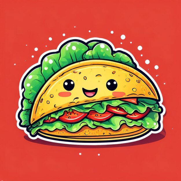 Foto un dibujo de dibujos animados de un sándwich con una sonrisa en él