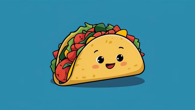 Foto un dibujo de dibujos animados de un taco con una cara en él