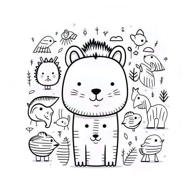 un dibujo de dibujos animados de un tigre y un gato con un dibujo animado en él