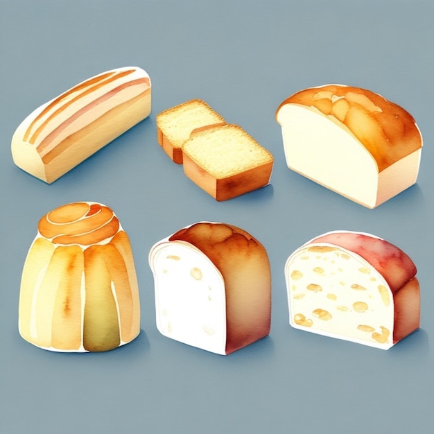 Un dibujo de diferentes panes incluyendo uno que dice "pan".