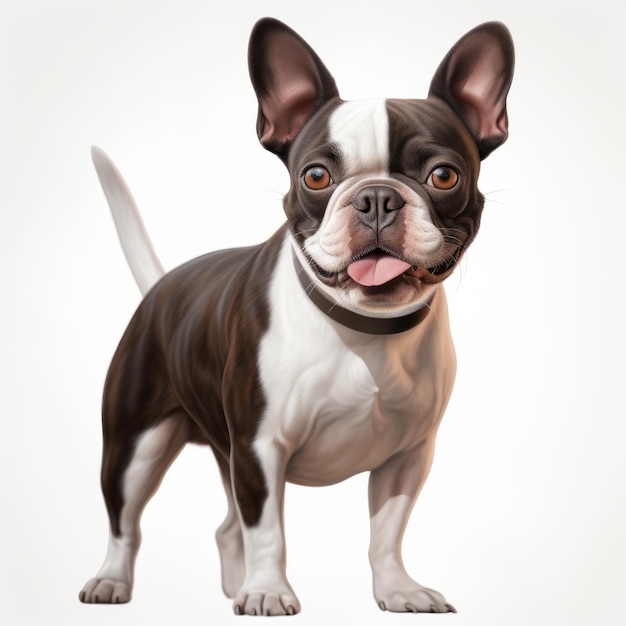 Dibujo digital de alta calidad 8k de Boston Terrier con piel marrón de pelo corto