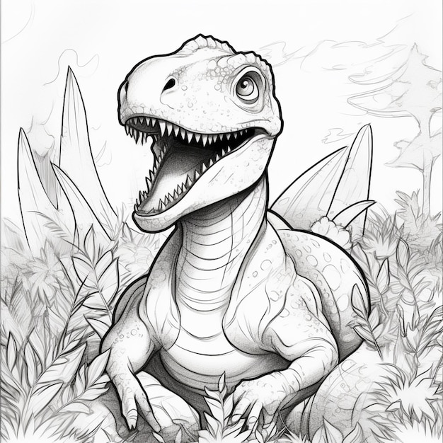 un dibujo de un dinosaurio con una boca grande y dientes grandes ai generativo