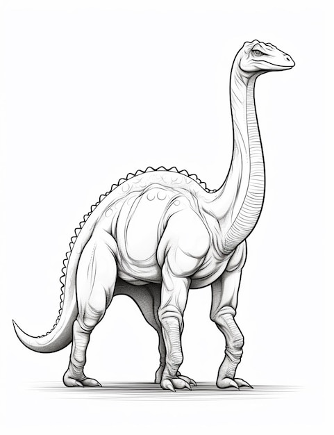 un dibujo de un dinosaurio caminando sobre una superficie blanca ai generativa