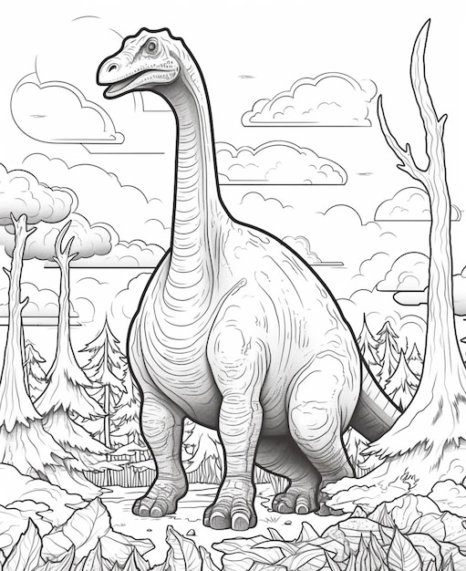 Foto un dibujo de un dinosaurio con un cuello largo y un cuello largo.