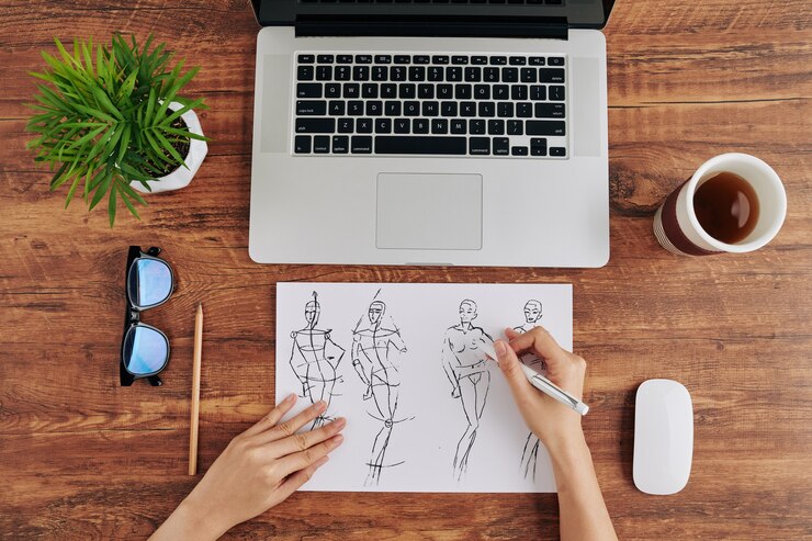Foto dibujo diseñador de moda