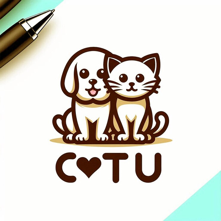 Foto un dibujo de dos gatos con una pluma y una pluma