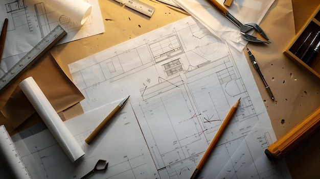 un dibujo de un edificio con un lápiz en él