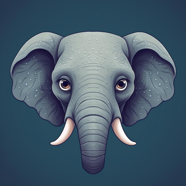 Un dibujo de un elefante con un fondo azul.