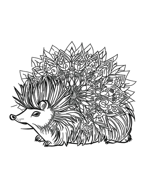 un dibujo de un erizo con flores y un erizo