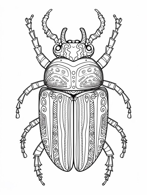 Foto un dibujo de un escarabajo con patrones intrincados en él generativo ai