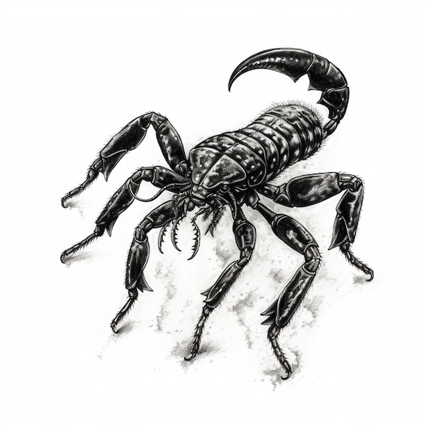 Foto un dibujo de un escorpión con una gran garra en su espalda generativo ai