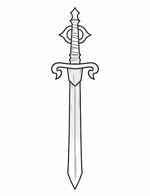 un dibujo de una espada con una cruz en ella generativa ai