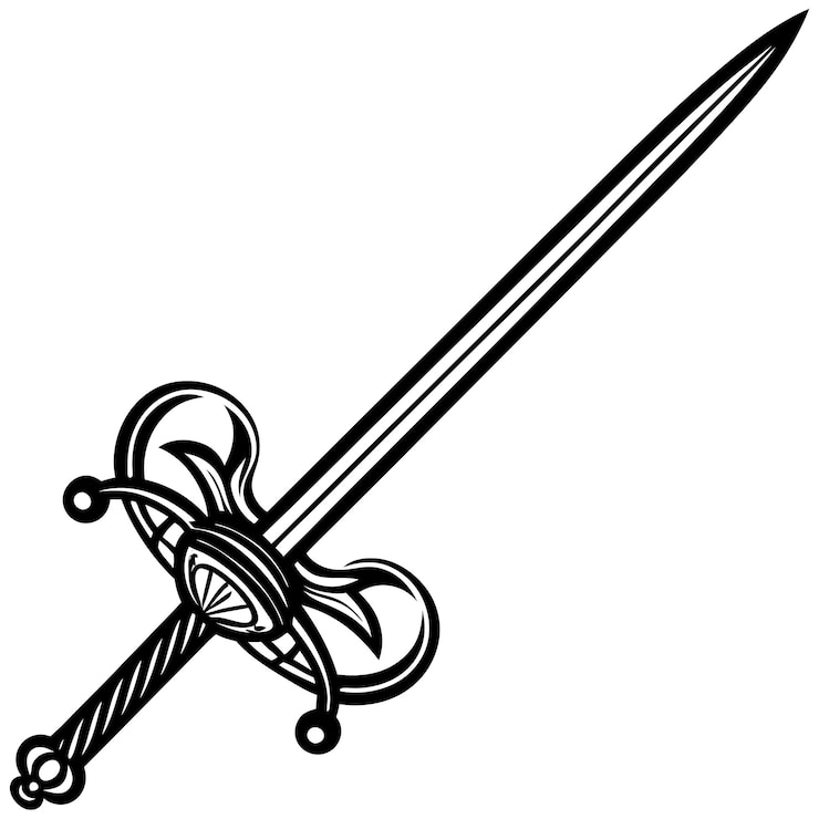 Foto un dibujo de una espada con una espada en él