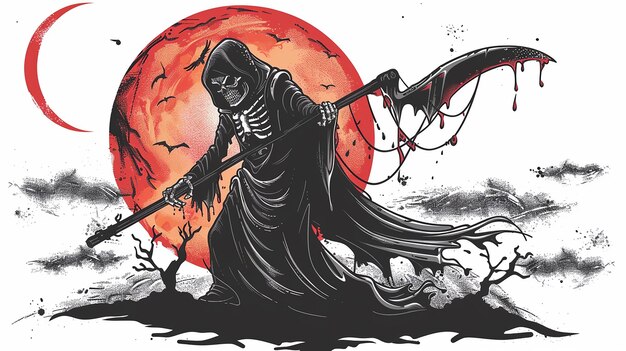 un dibujo de un esqueleto con una espada en la mano