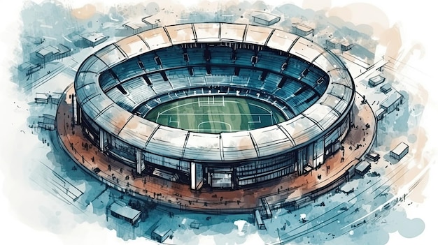 Un dibujo de un estadio para la copa del mundo 2010.