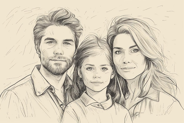 Foto un dibujo de una familia por un dibujo de tres personas