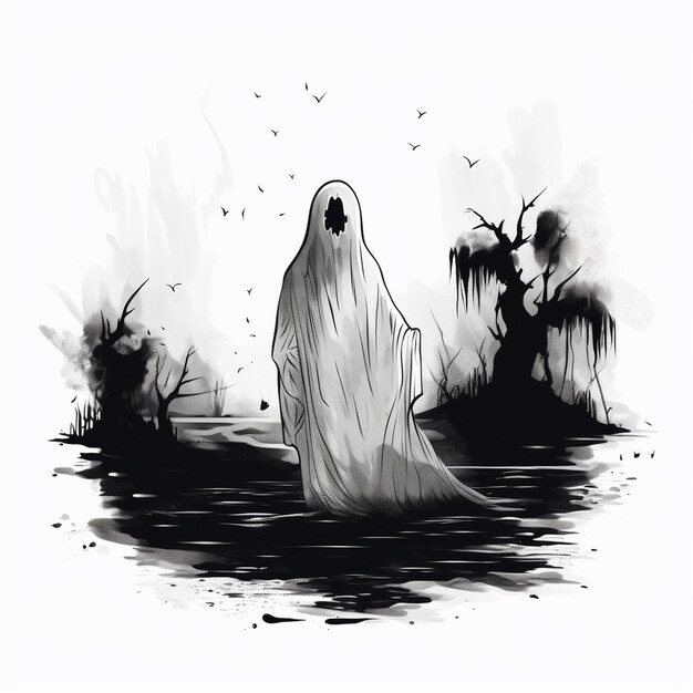 Foto dibujo de fantasmas de halloween para sitios web y aplicaciones