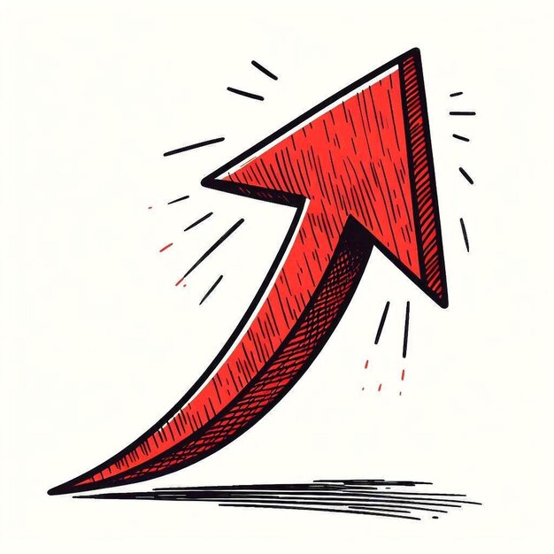 un dibujo de una flecha roja con la palabra flecha en él