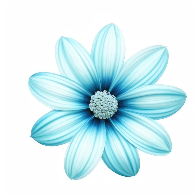 Foto un dibujo de una flor azul con rayas blancas.