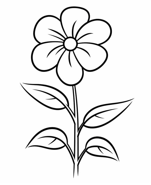 un dibujo de una flor con hojas en un fondo blanco