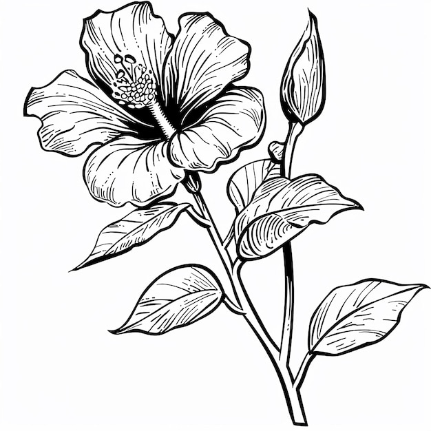 un dibujo de una flor con la palabra hibisco en él