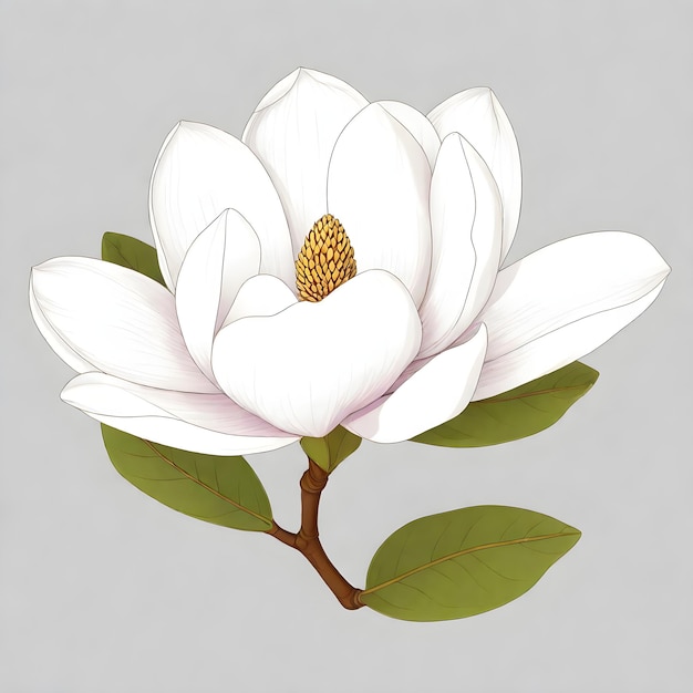 Foto un dibujo de una flor con la palabra magnolia en él