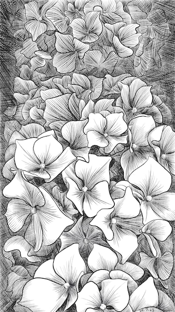 dibujo de flores en blanco y negro