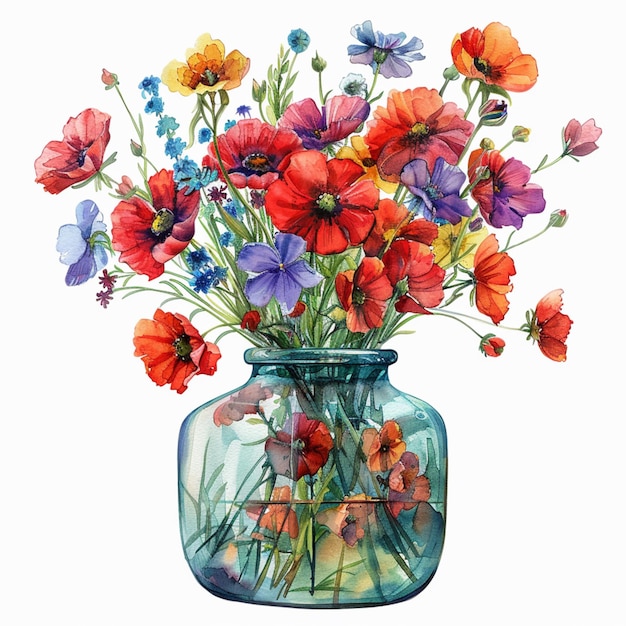 un dibujo de flores en un jarrón que dice primavera