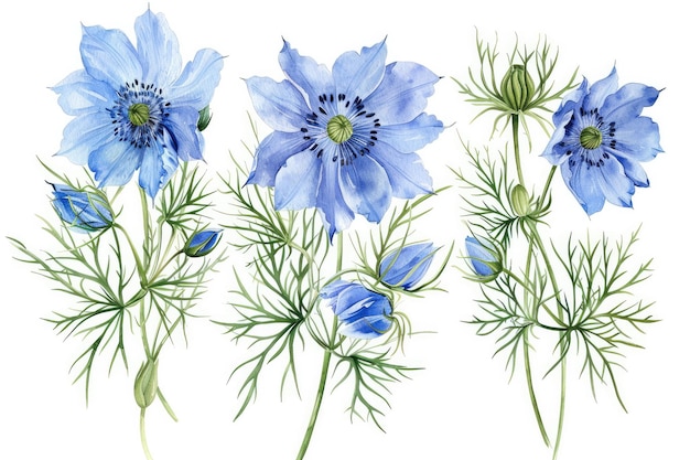 un dibujo de flores con las palabras azul en él