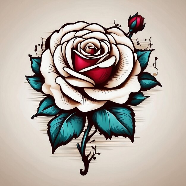 Foto dibujo de flores de rosa ilustración de rosas diseño de tatuajes de rosas arte temático de rosas vector de flores de rosas
