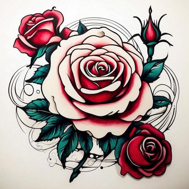 dibujo de flores de rosa ilustración de rosas diseño de tatuajes de rosas arte temático de rosas vector de flores de rosas