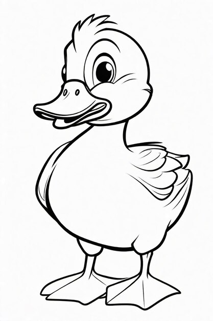 Dibujo fotográfico de un pato para niños página de colorear