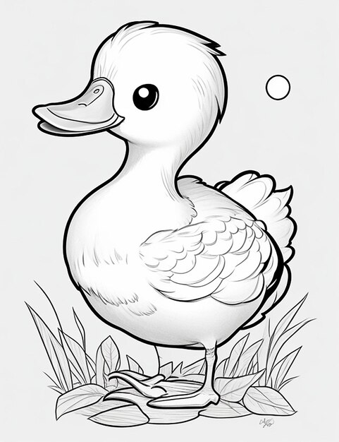 Dibujo fotográfico de un pato para niños página de colorear